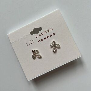 LAUREN CONRAD Silver Leaf Earrings